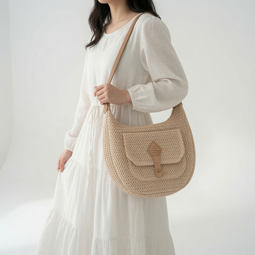 Azélina™ — Flettet boheme-taske med naturlig elegance