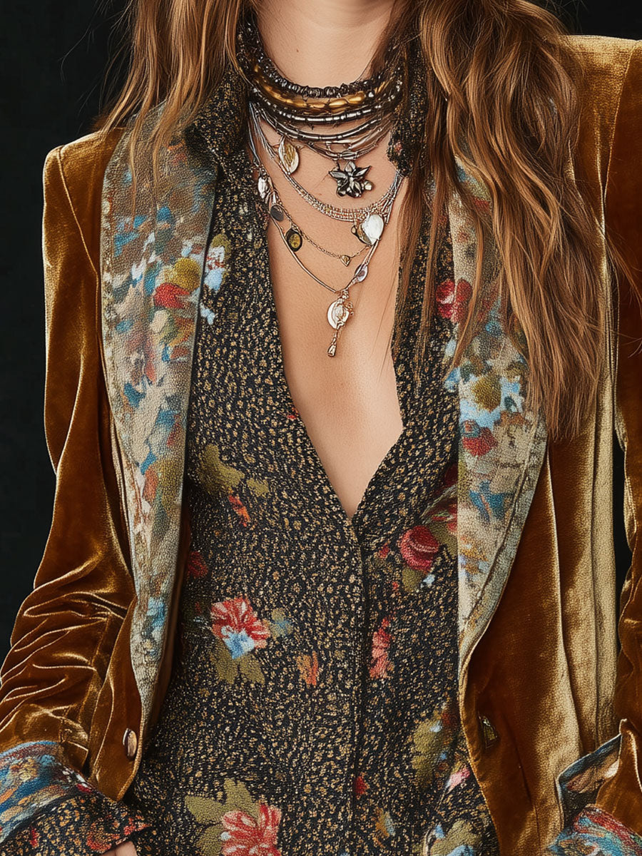 Marcelline | Patchworkblazer med vintage blomsterprint