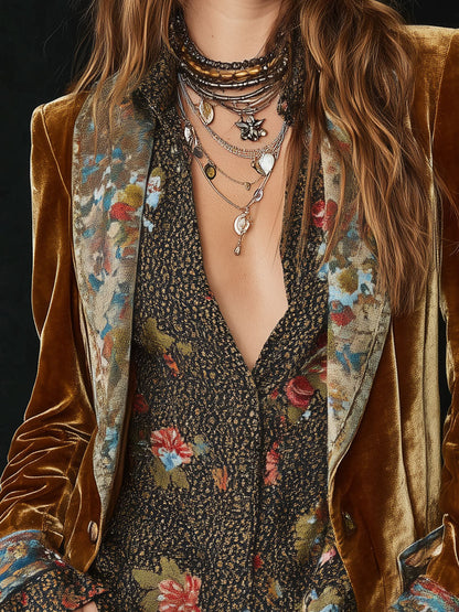Marcelline | Patchworkblazer med vintage blomsterprint