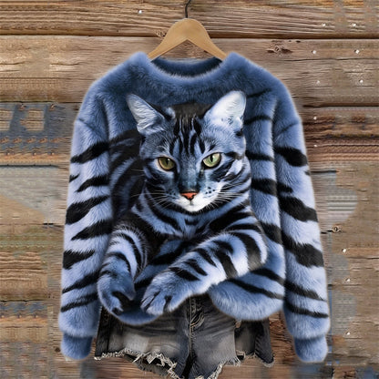Marie™ | Blød og elegant sweater med katmotiv