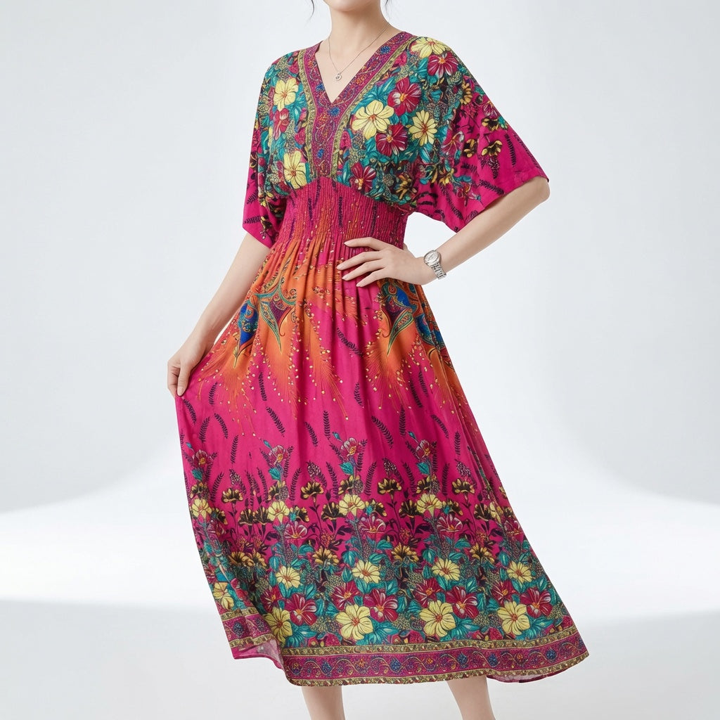 Orientale™ — Elegant maxikjole i bohemestil med etnisk print