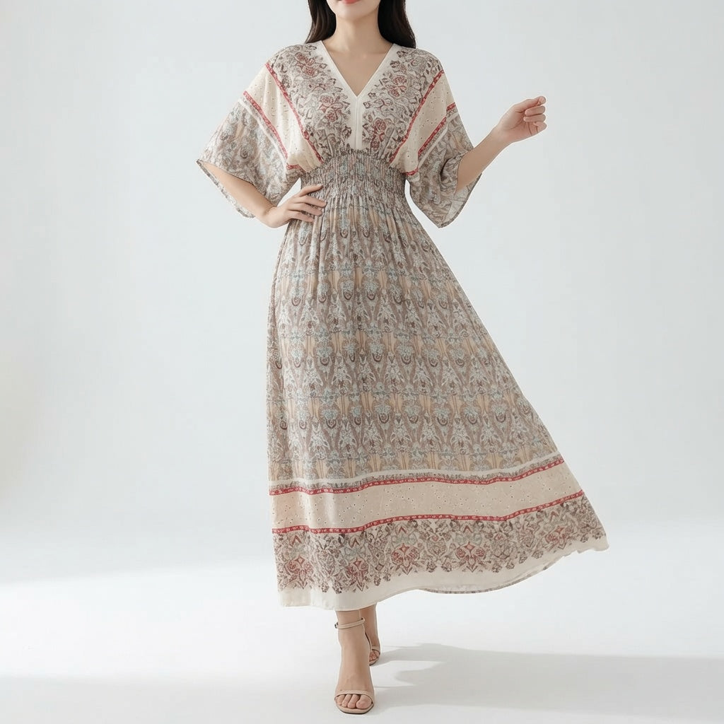 Orientale™ — Elegant maxikjole i bohemestil med etnisk print