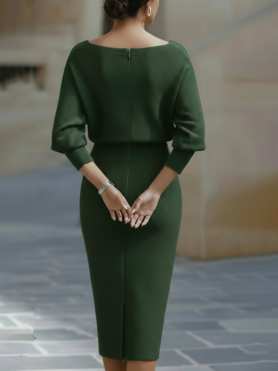 Clarisse™ — Elegant tidløs draperet midikjole