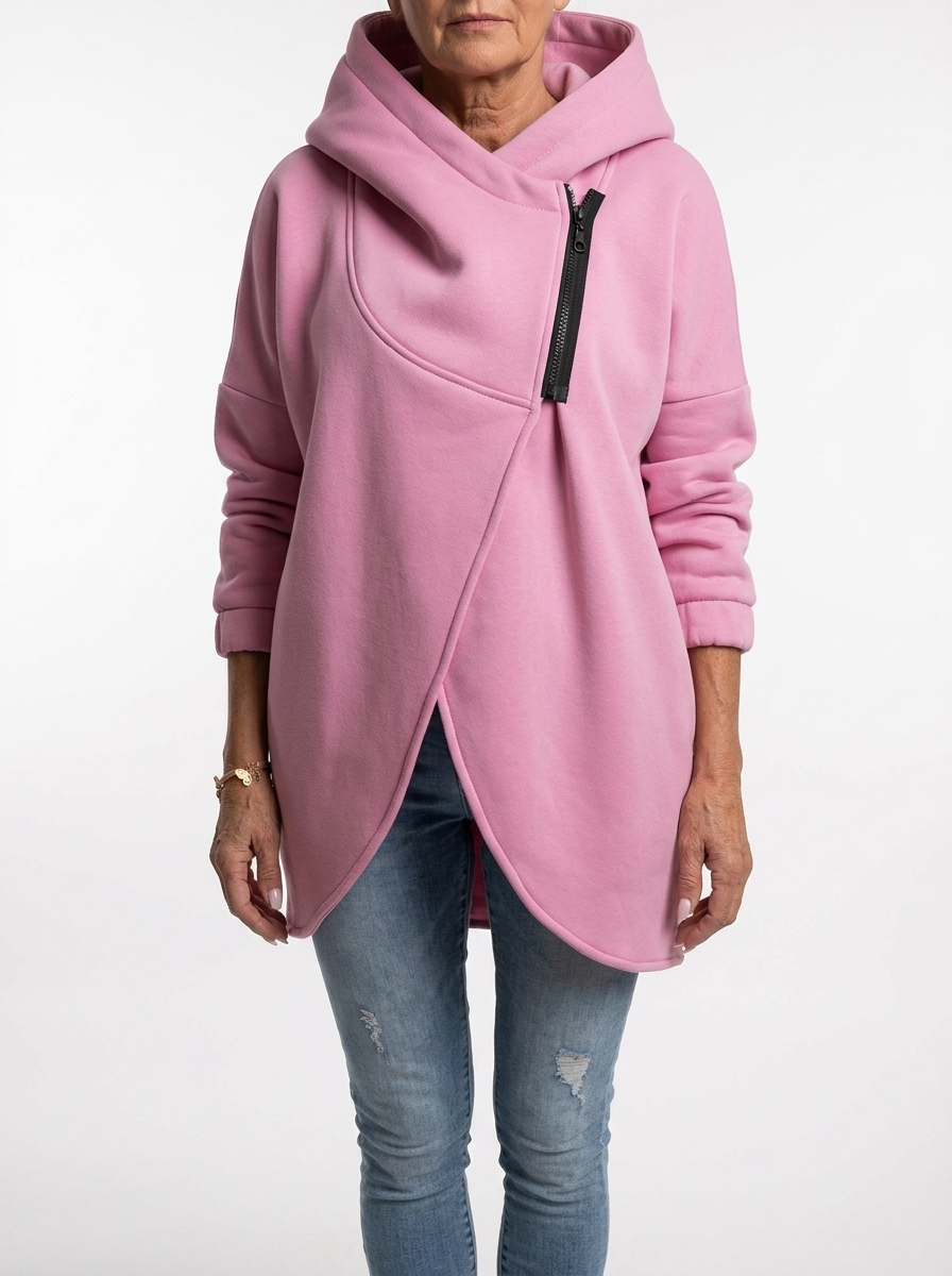 Doriane™ — Hyggelig asymmetrisk sweatshirt med lynlås i urban stil