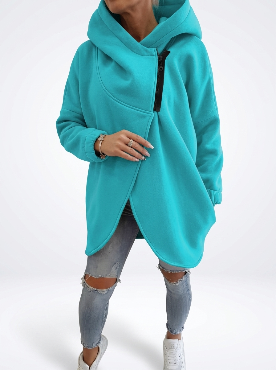 Doriane™ — Hyggelig asymmetrisk sweatshirt med lynlås i urban stil