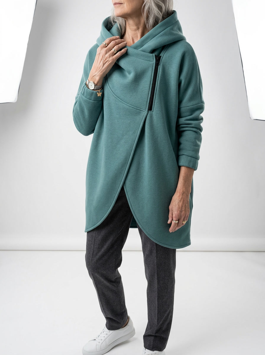 Doriane™ — Hyggelig asymmetrisk sweatshirt med lynlås i urban stil