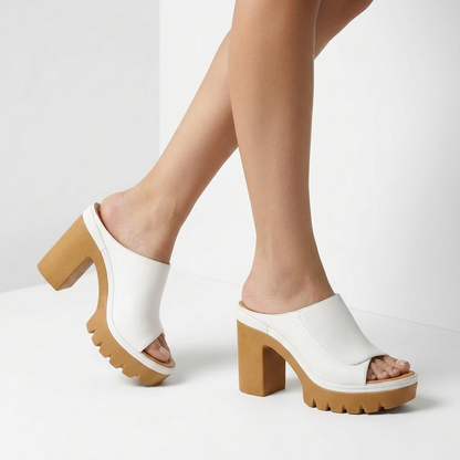 Cléophée™ — Mule med blokhæl og tandet plateausål i urban stil