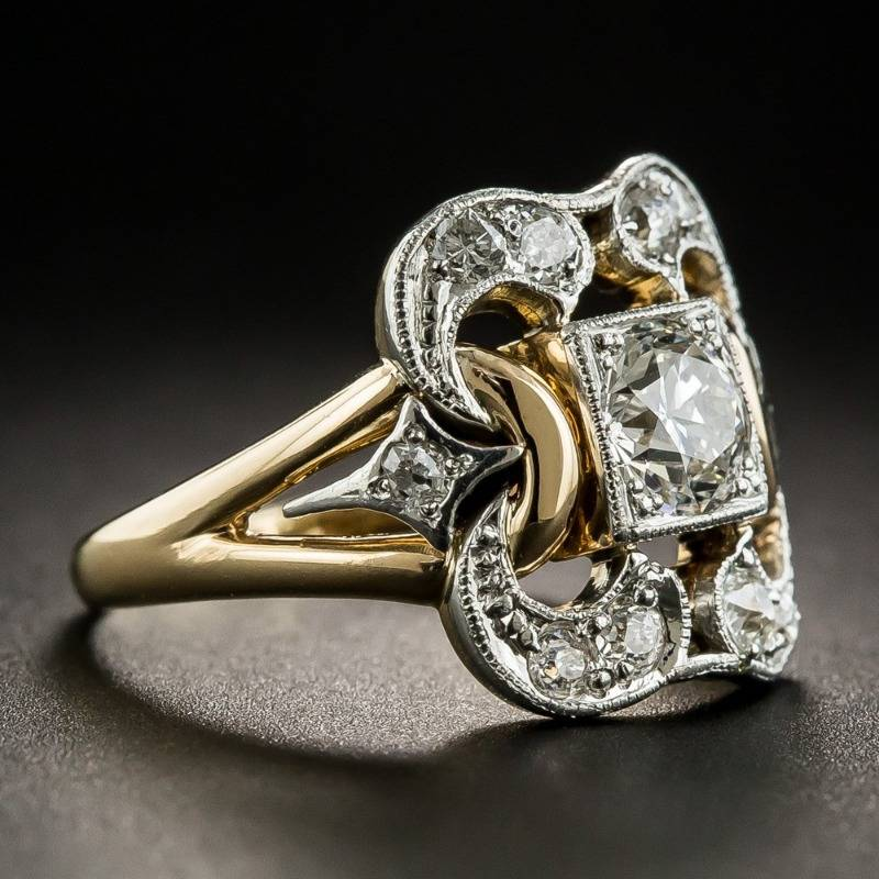 Klassisk guldring med vintage-zirkonia