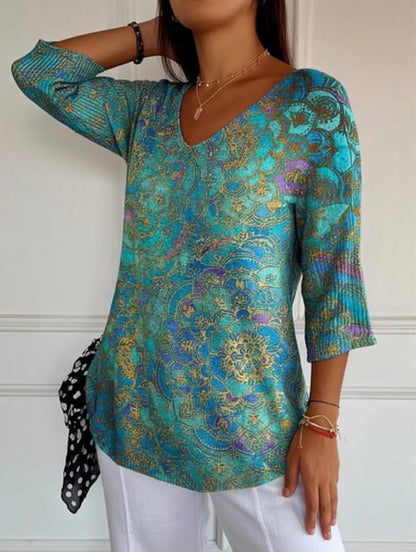 Bérangère™ — Elegant flydende bluse med raffineret print