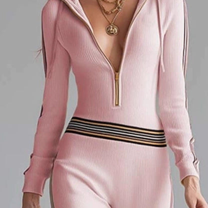 Camille™ — Strikket jumpsuit i chic retro-sportsstil